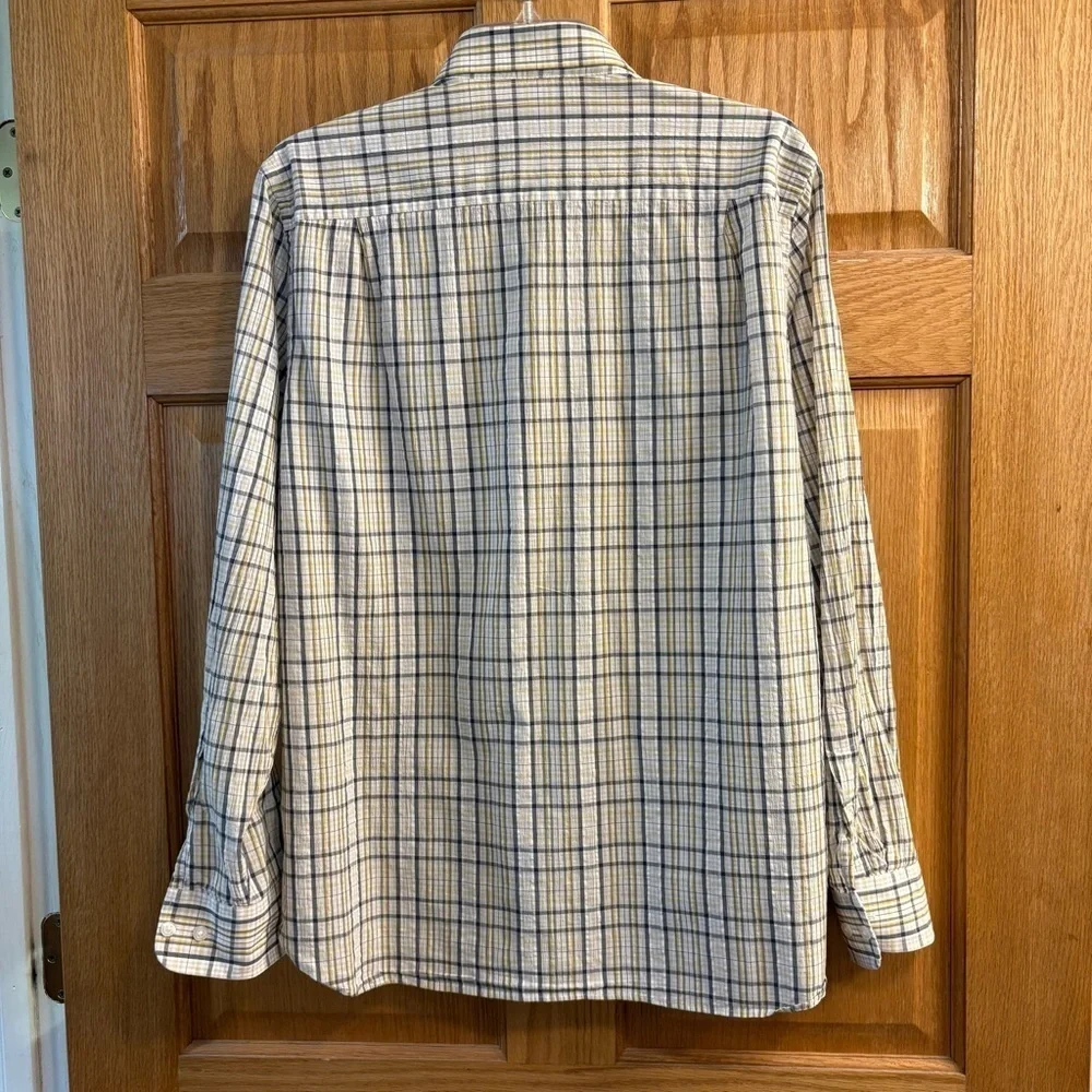 Hickey Freeman Multi-Color Plaid Shirt Button Up Long Sleeve Mens L Large Cotton